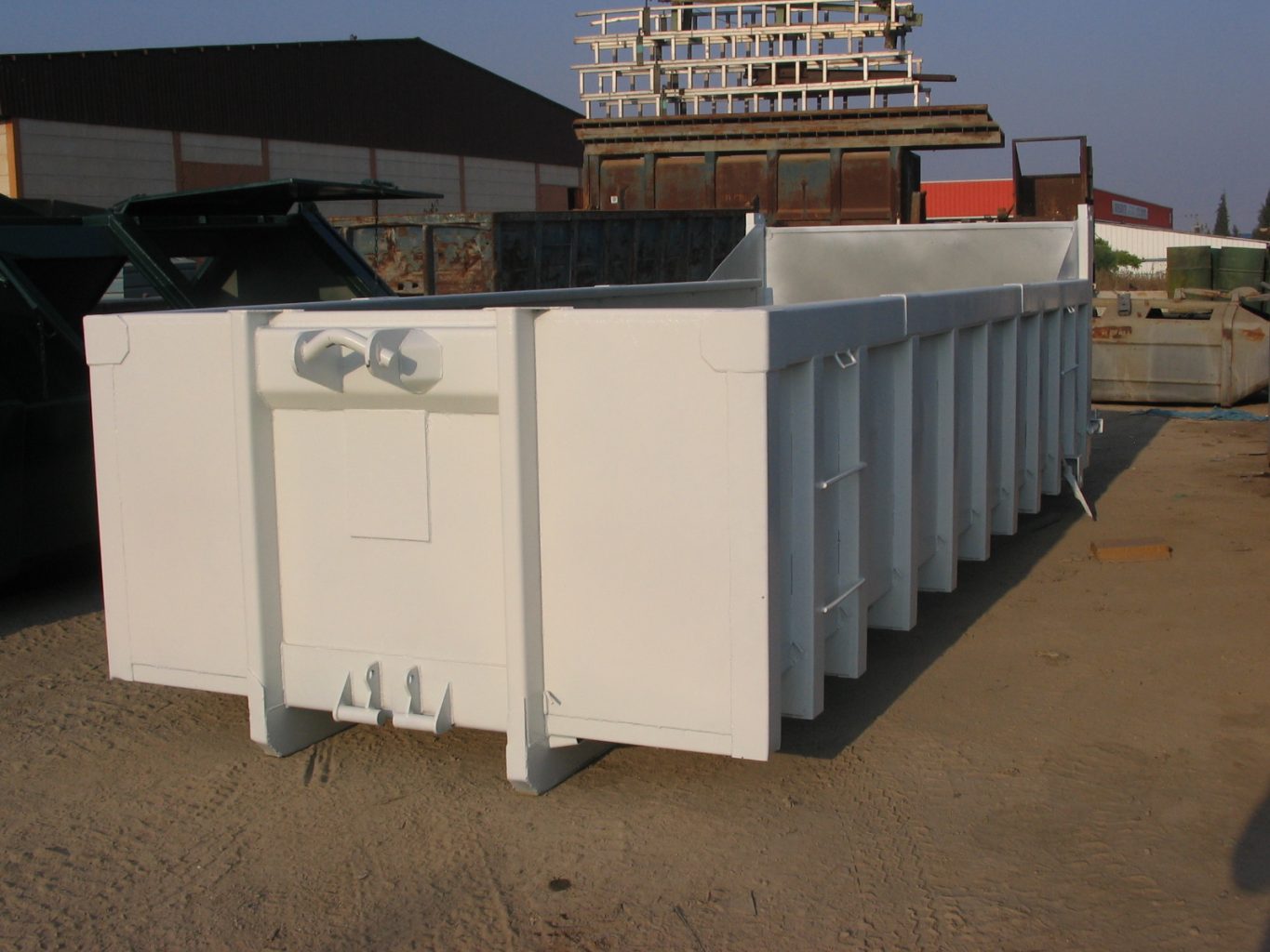 Hook systems containers for construction waste